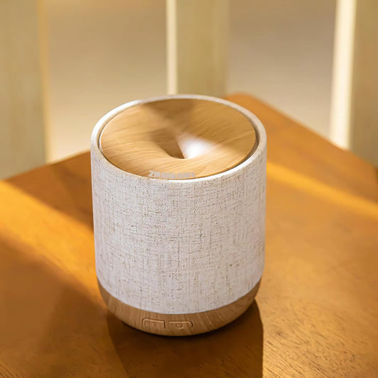 Fabric & Wood Essential Oil Diffuser – Mist & Light