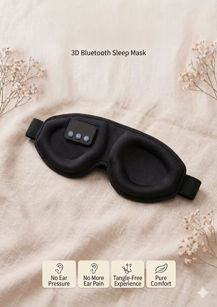 3D Bluetooth Sleep Mask – Total Blackout & Ultimate Comfort