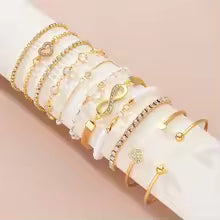 Set of 11 Bohemian Bracelets - Crystal & Infini.