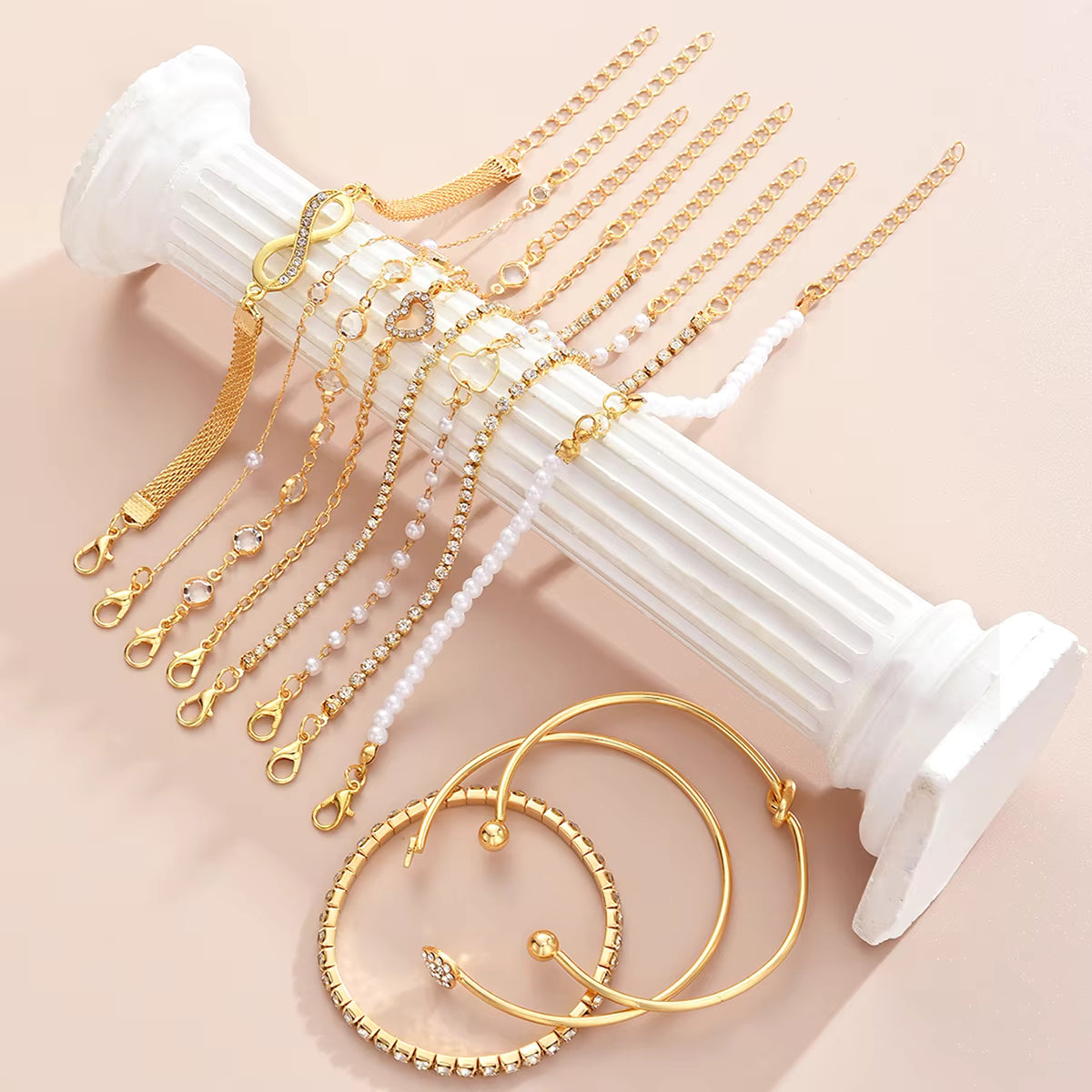 Set of 11 Bohemian Bracelets - Crystal & Infini.