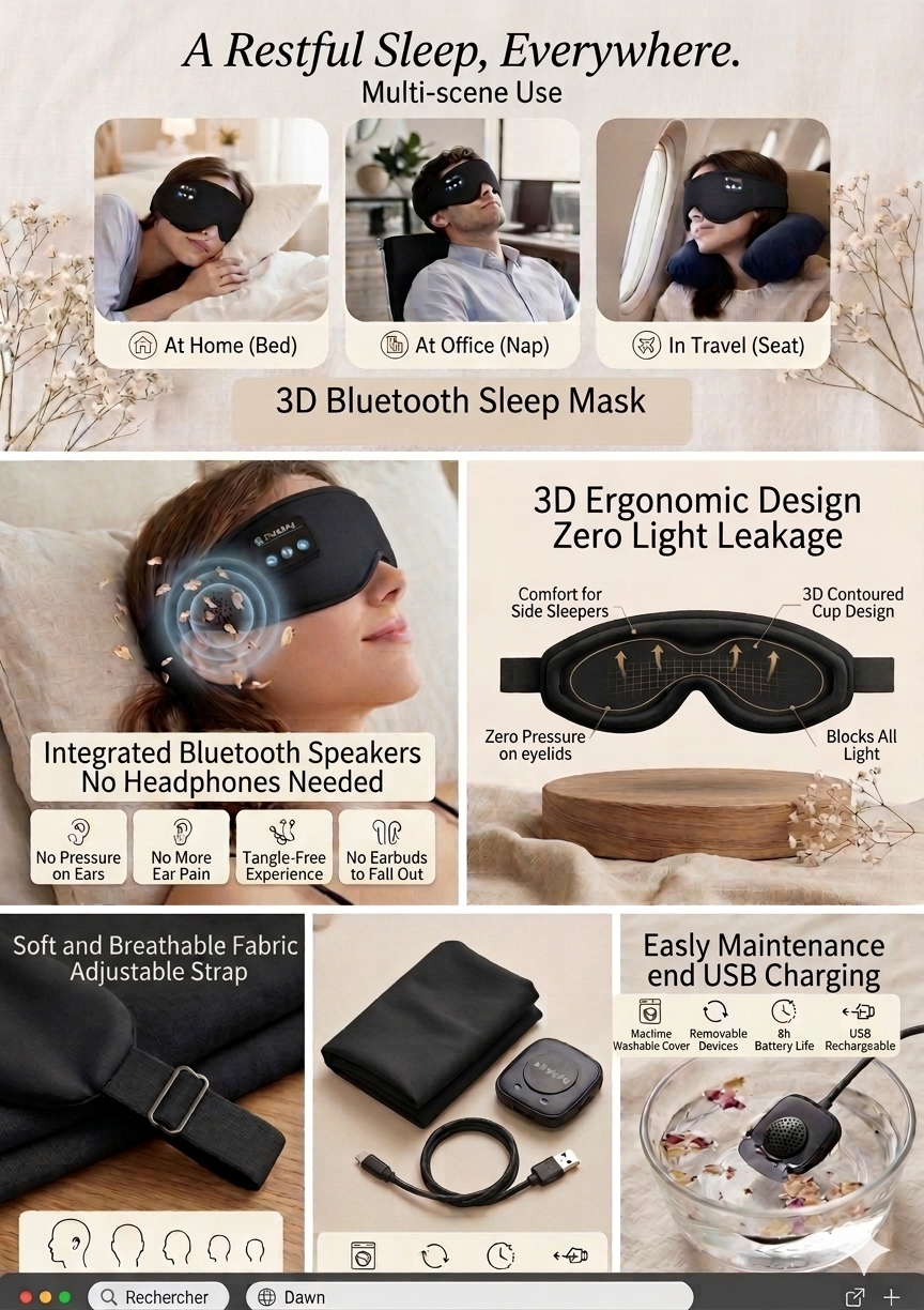 3D Bluetooth Sleep Mask – Total Blackout & Ultimate Comfort